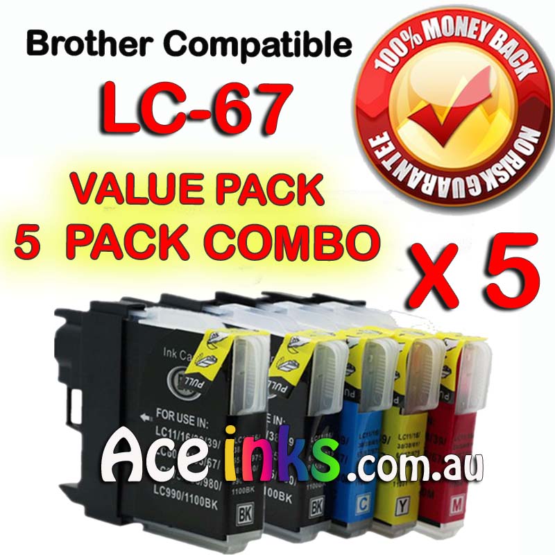 5 Pack Combo Compatible Brother LC-67 Printer Cartridges